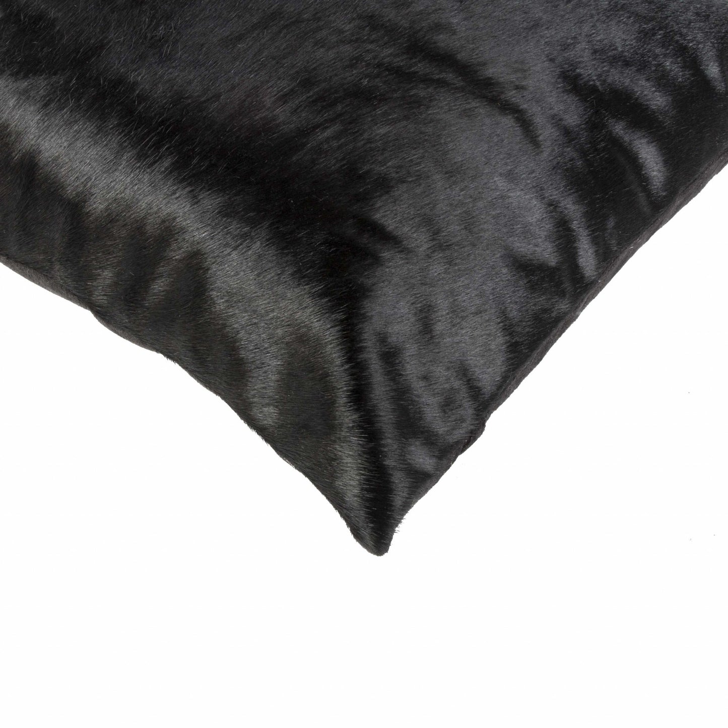 18" Black Cowhide Throw Pillow