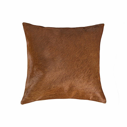 18" Chocolate Cowhide Throw Pillow