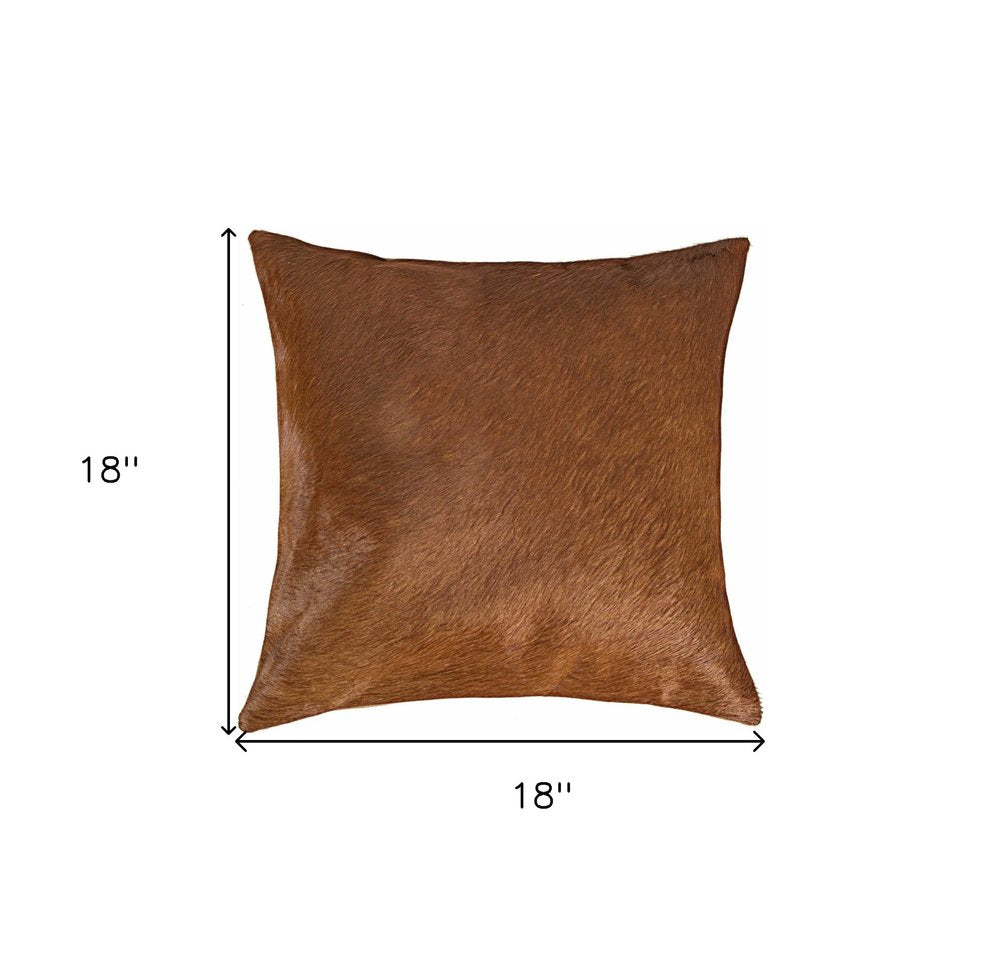18" Chocolate Cowhide Throw Pillow