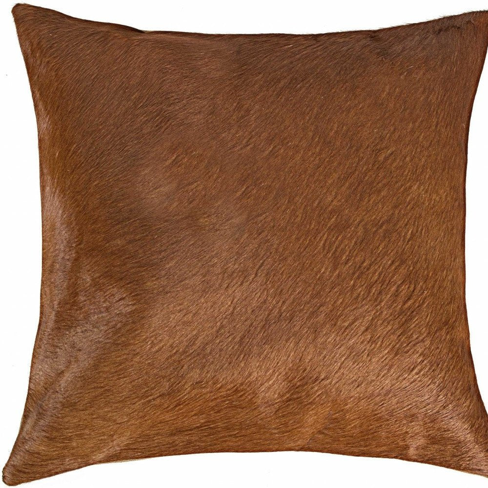 18" Black Cowhide Throw Pillow