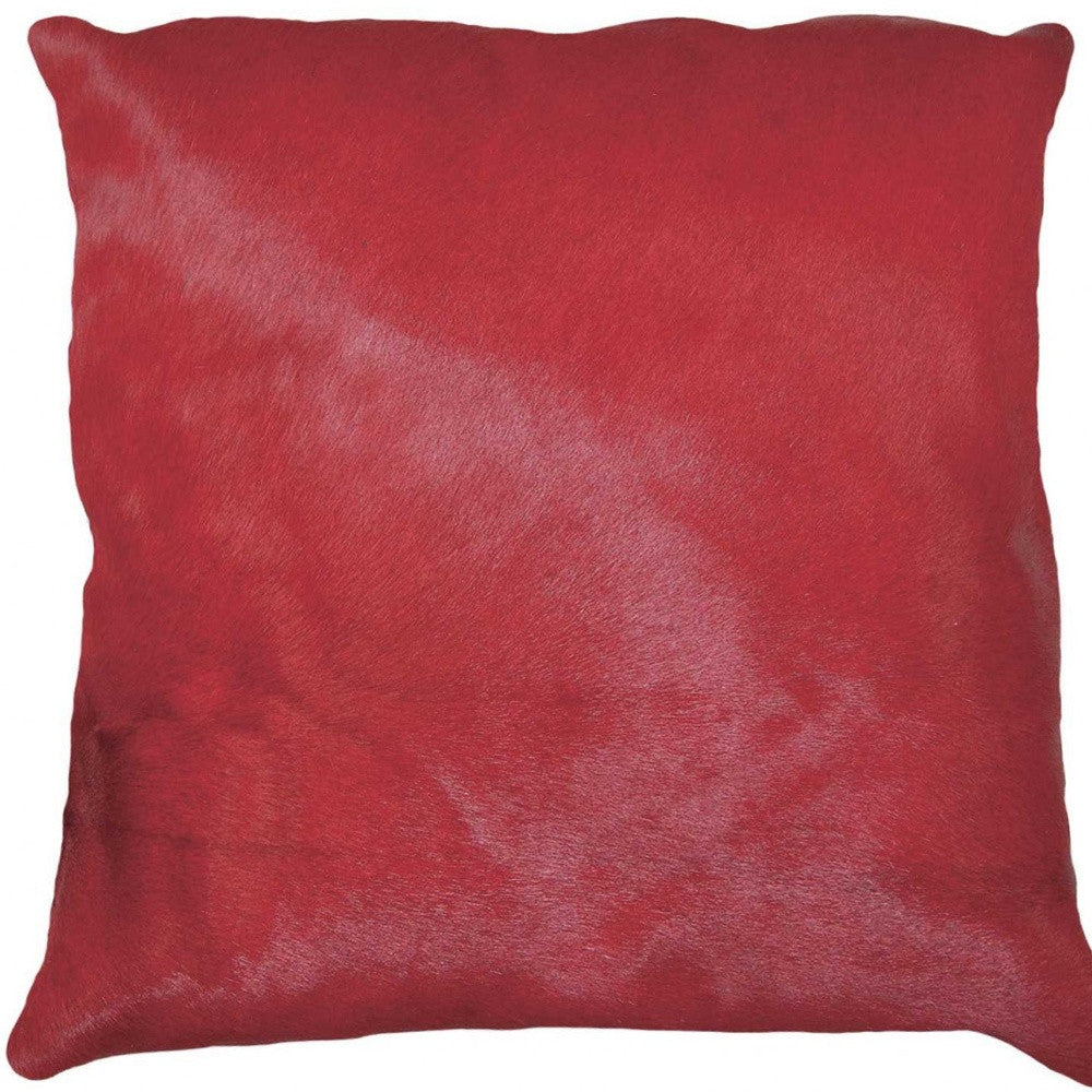 18" Red Cowhide Throw Pillow