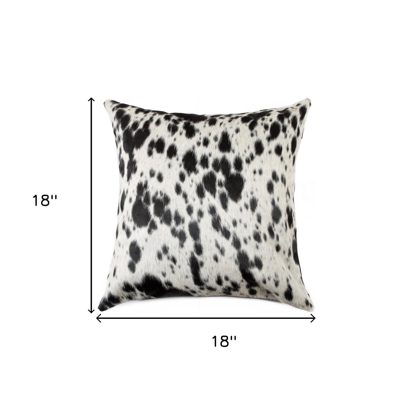 18" Black Cowhide Throw Pillow