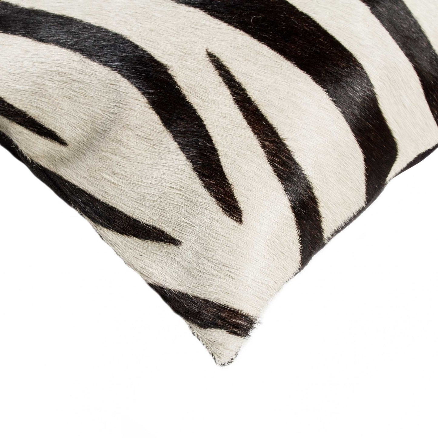 18" Black and Off White Cowhide Throw Pillow