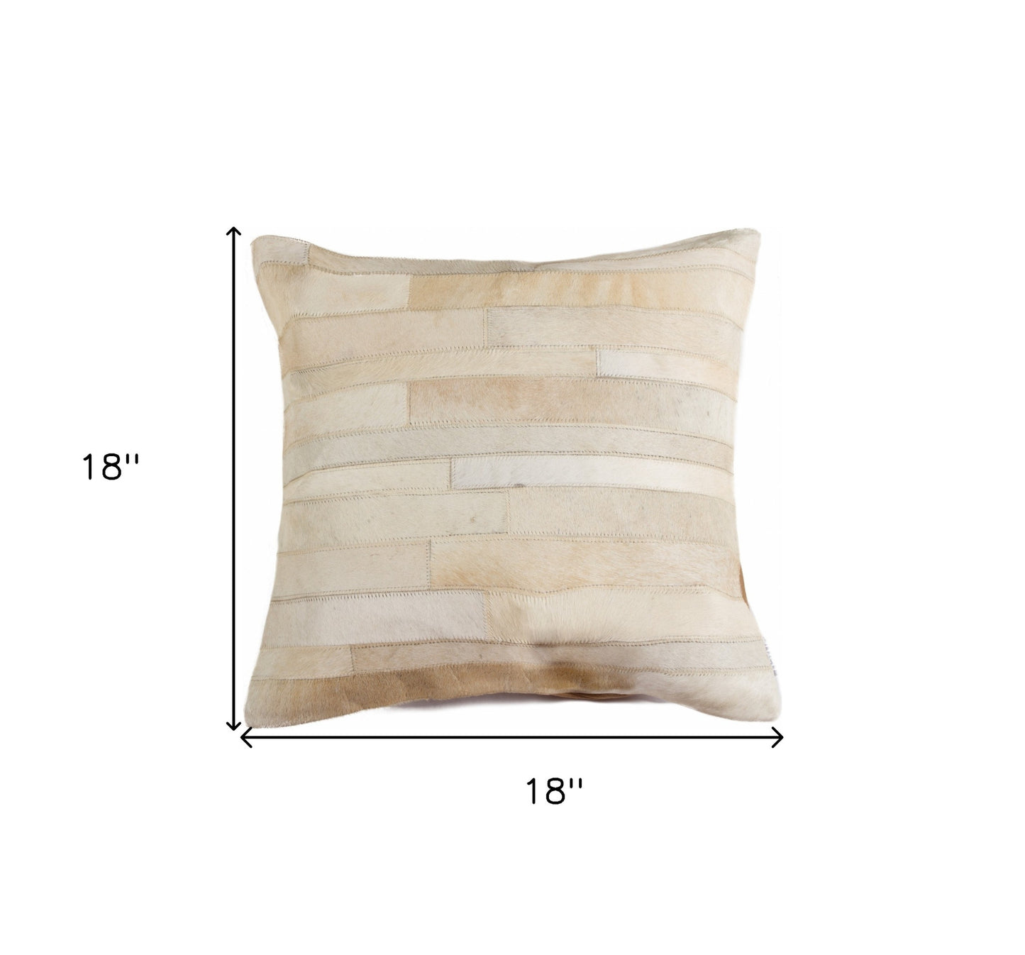 18" Tan Cowhide Throw Pillow