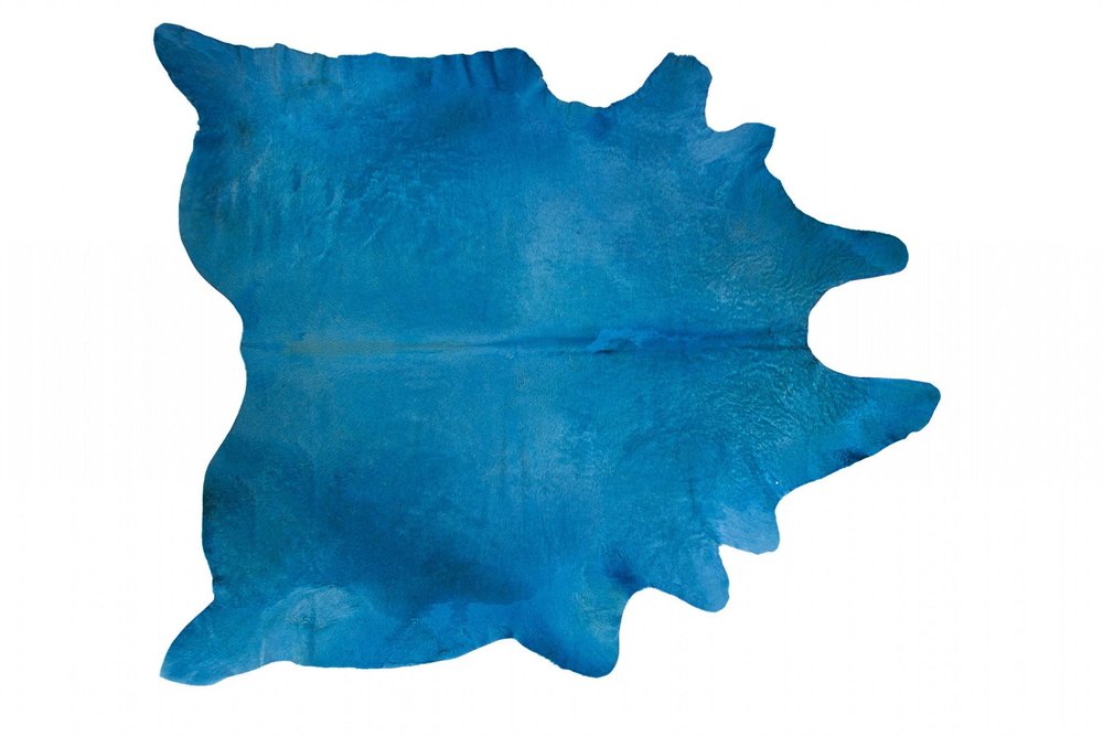 6' X 7' Blue Cowhide Area Rug