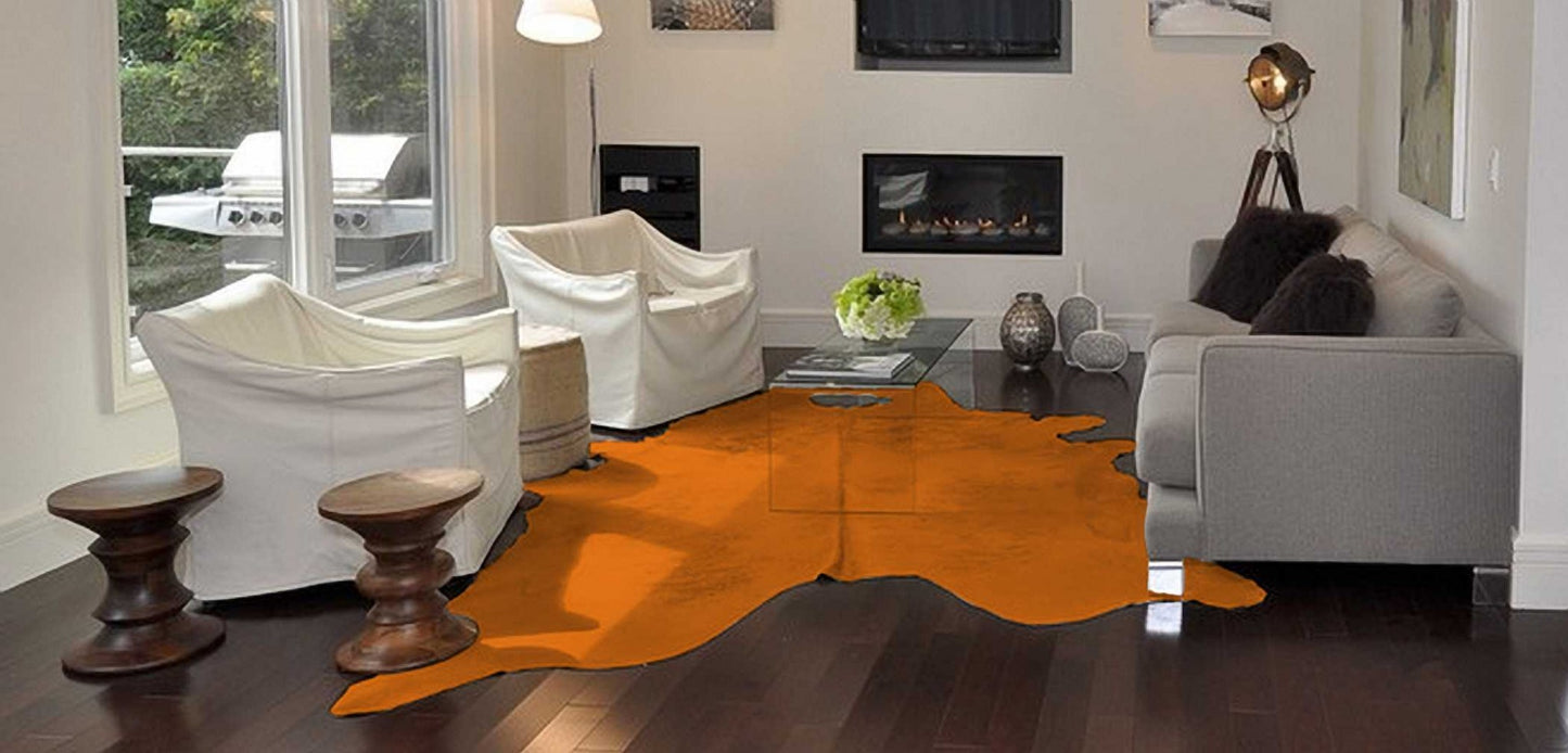 72" X 84" Orange Cowhide - Rug