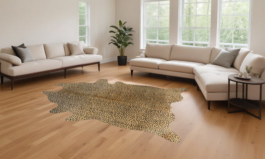 6' X 7' Brown and White Genuine Cowhide Area Rug