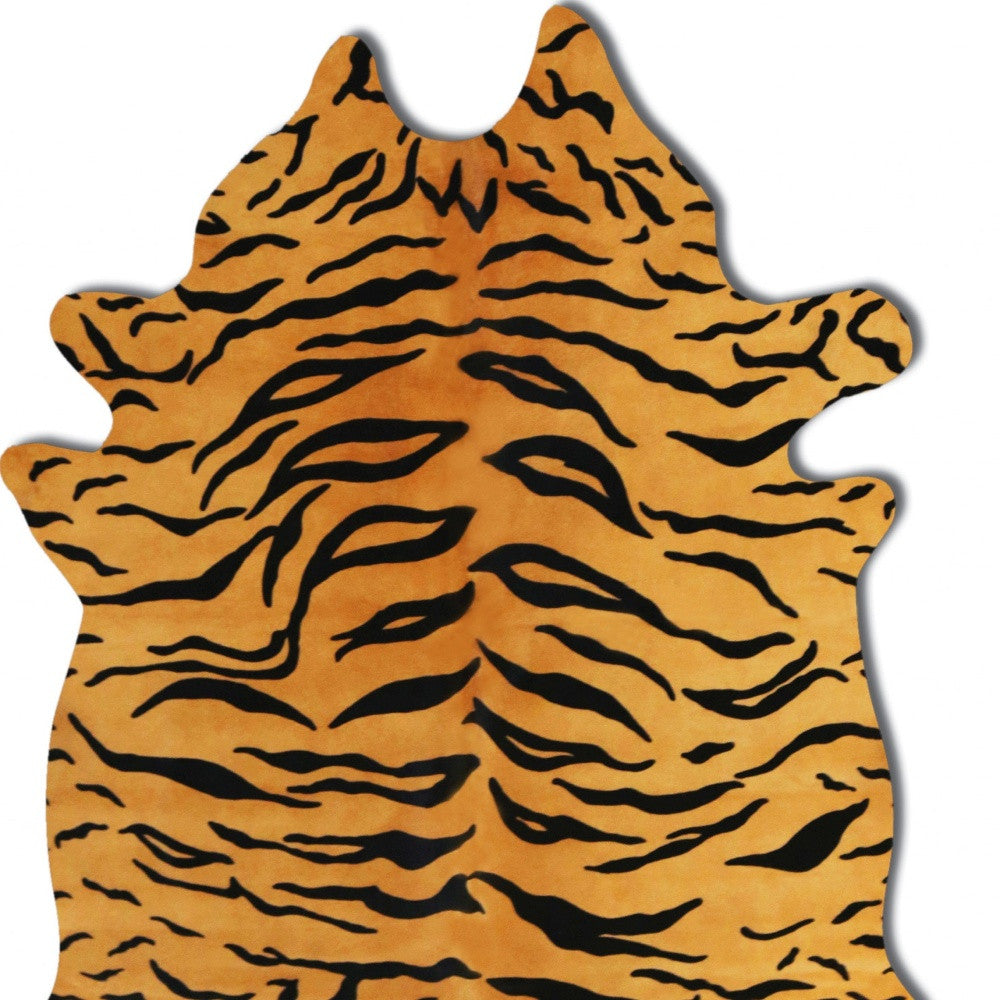 72" X 84" Tiger Chocolate On Natural Cowhide - Rug