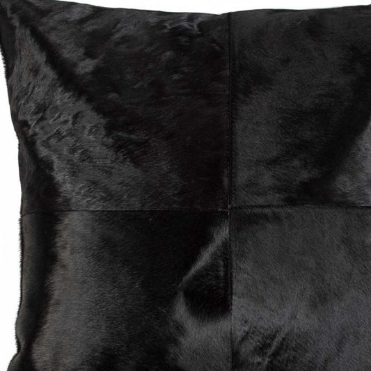 18" Gray Geometric Color Block Cowhide Throw Pillow