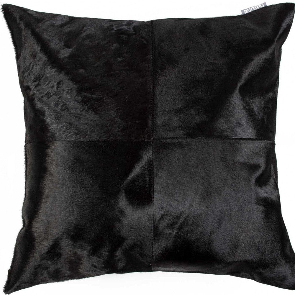 18" Black and White Cowhide Throw Pillow