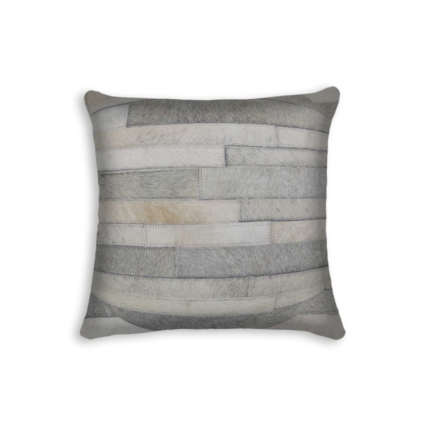 18" Gray Cowhide Throw Pillow