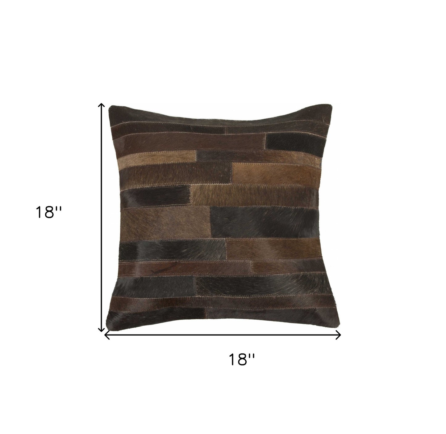 18" Chocolate Cowhide Throw Pillow