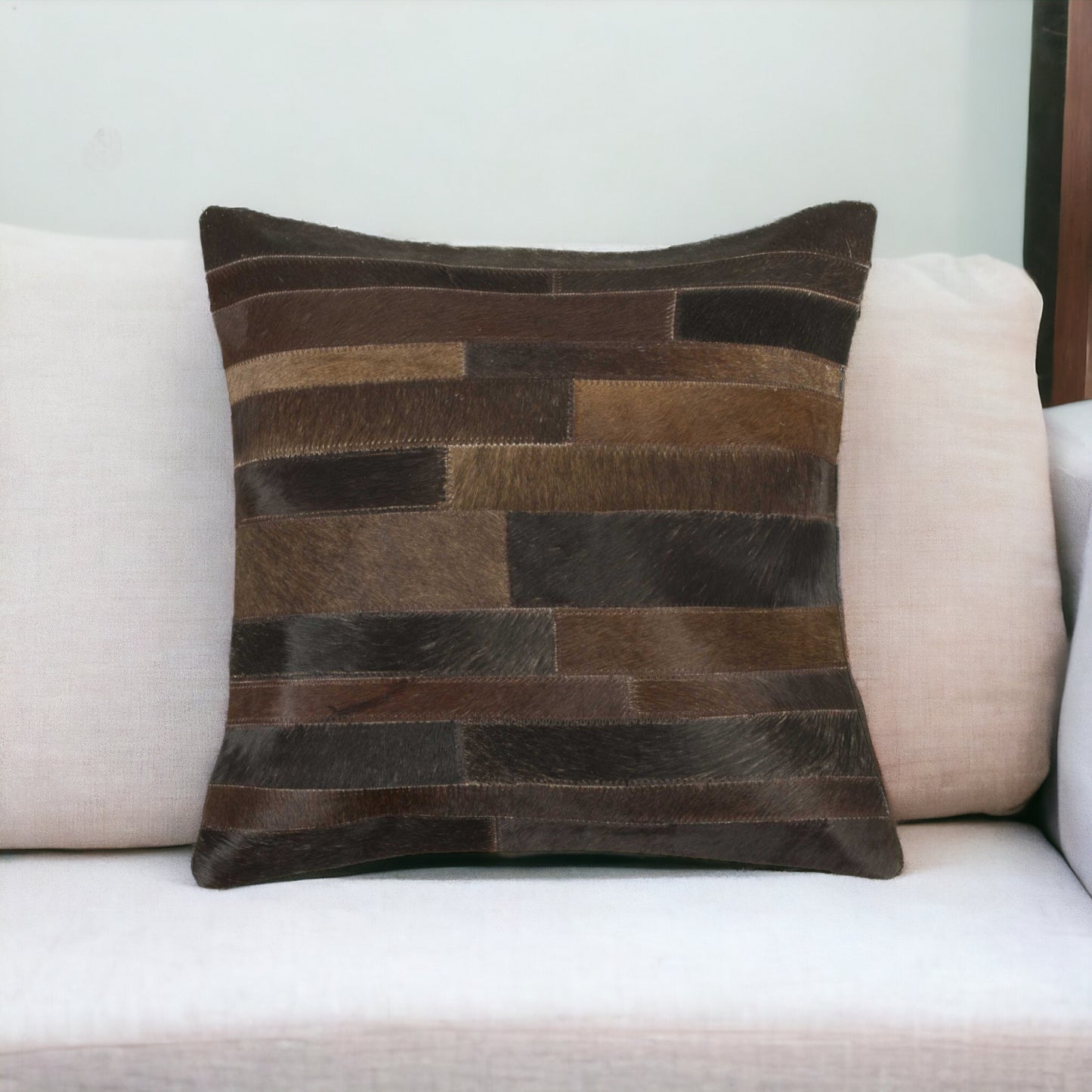 18" Chocolate Cowhide Throw Pillow