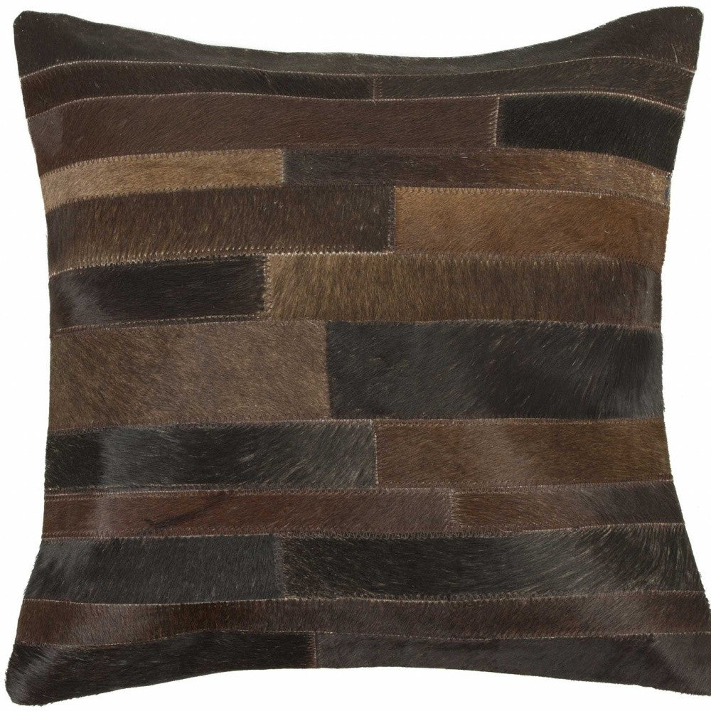 18" Gray Cowhide Throw Pillow