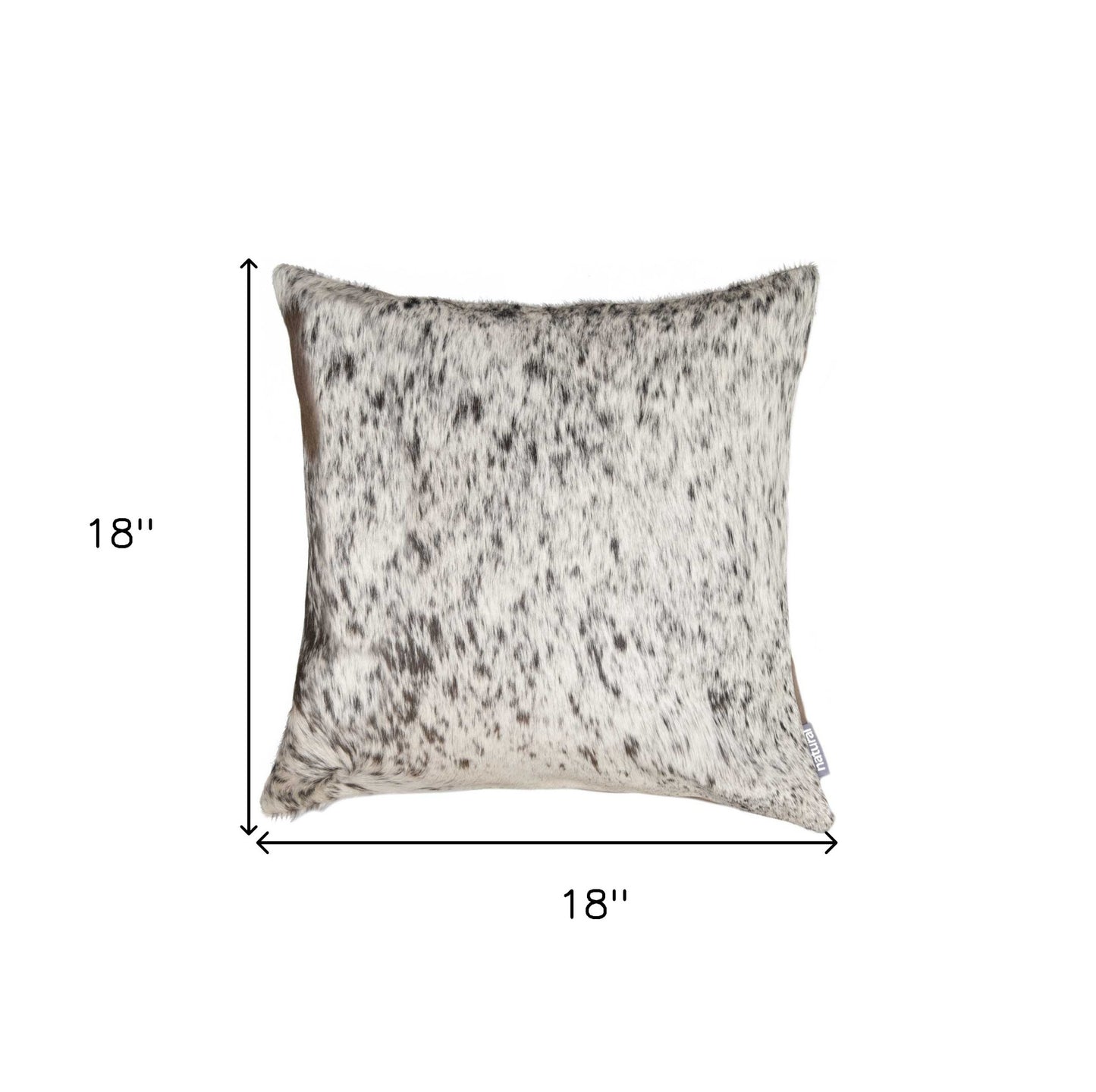 18" Gray and White Cowhide Throw Pillow