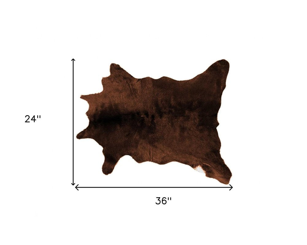 2' X 3' Chocolate Cowhide Hand Woven Area Rug