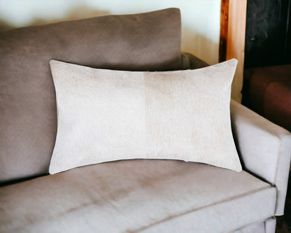 12" X 20" Tan Cowhide Throw Pillow