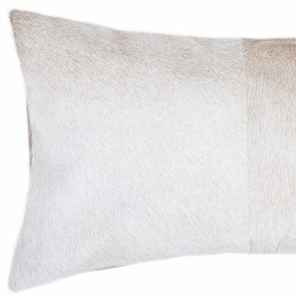 12" X 20" Tan Cowhide Throw Pillow