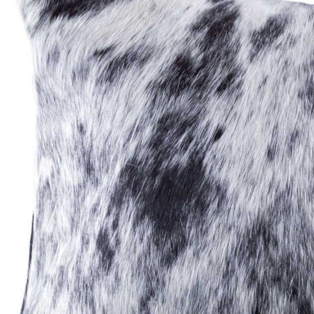 18" X 18" X 5" Salt And Pepper Black And White Cowhide  Pillow