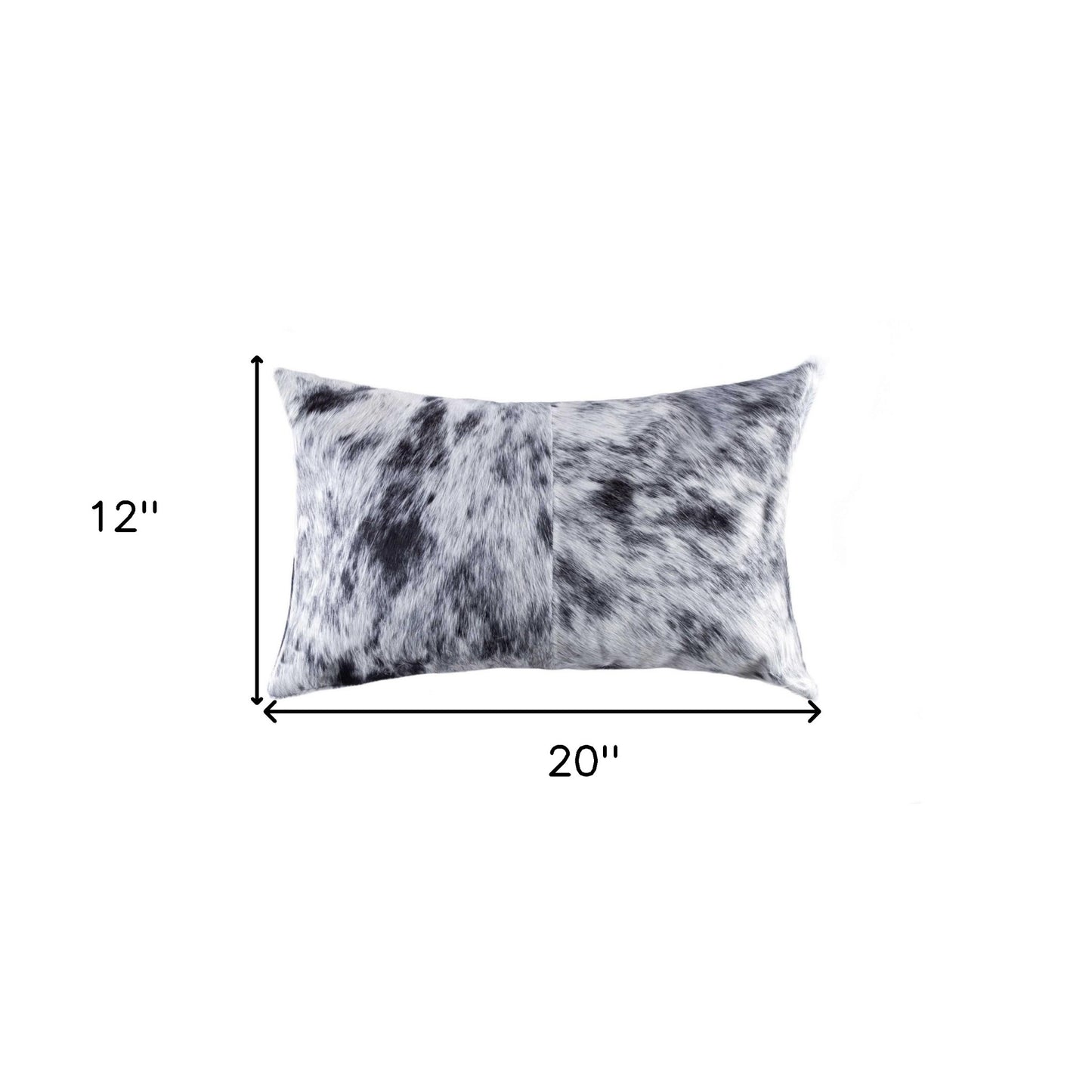 18" X 18" X 5" Salt And Pepper Black And White Cowhide  Pillow