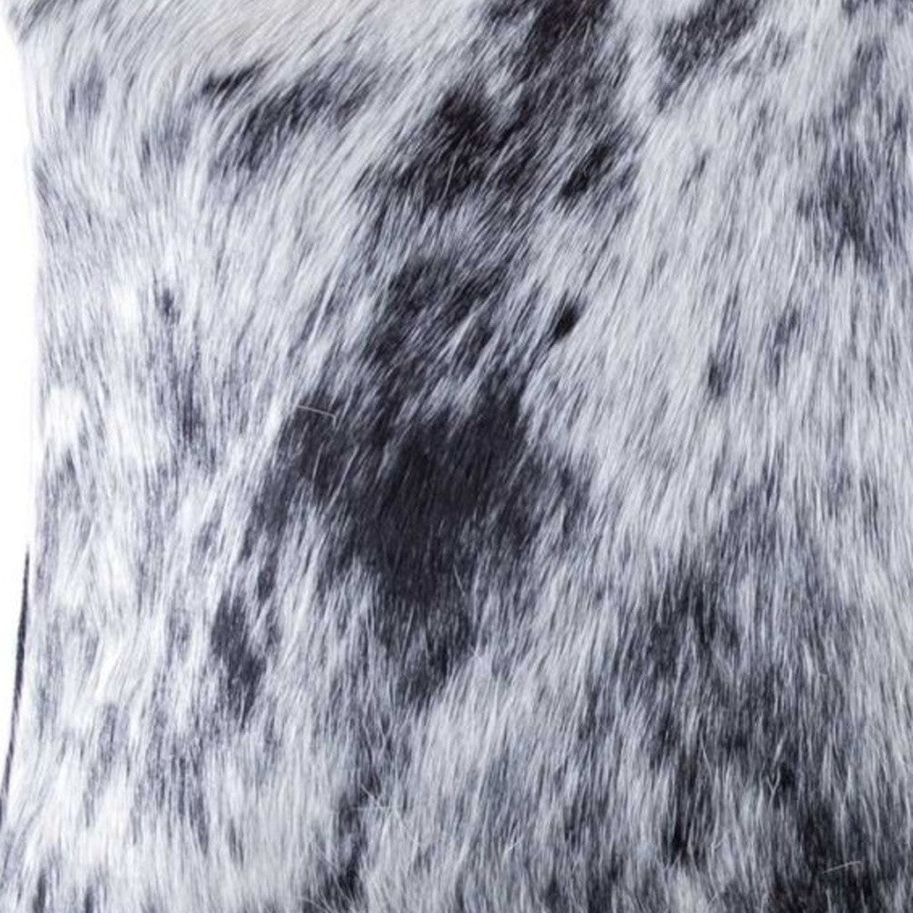 18" X 18" X 5" Salt And Pepper Black And White Cowhide  Pillow