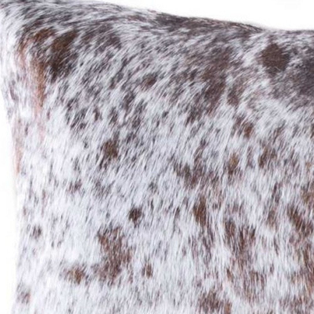 18" X 18" X 5" Salt And Pepper Black And White Cowhide  Pillow