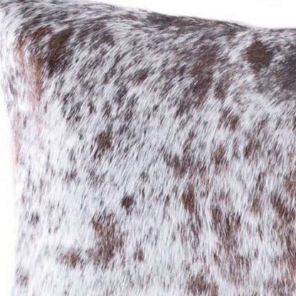 18" X 18" X 5" Salt And Pepper Black And White Cowhide  Pillow