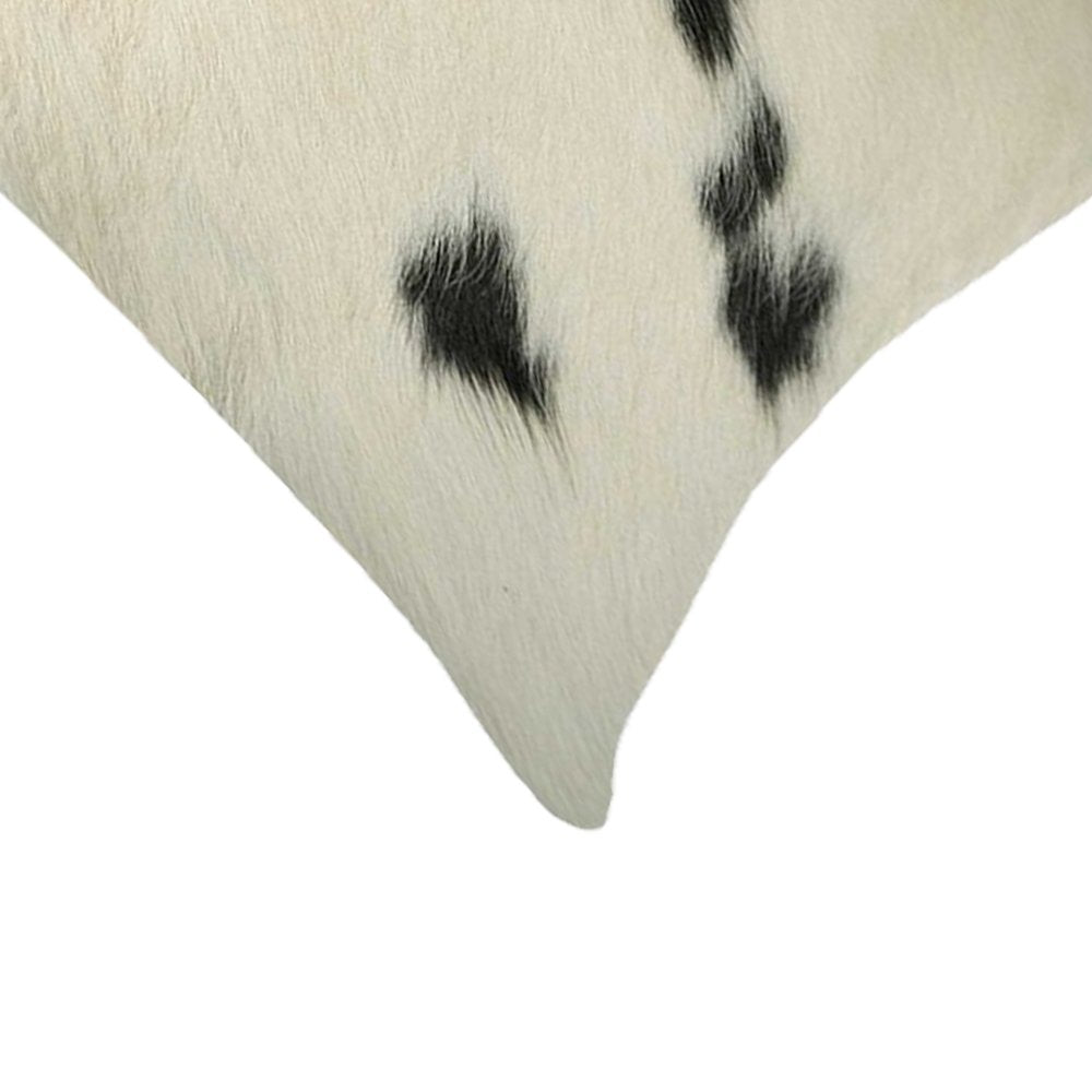 12" X 20" Black And White Cowhide Throw Pillow