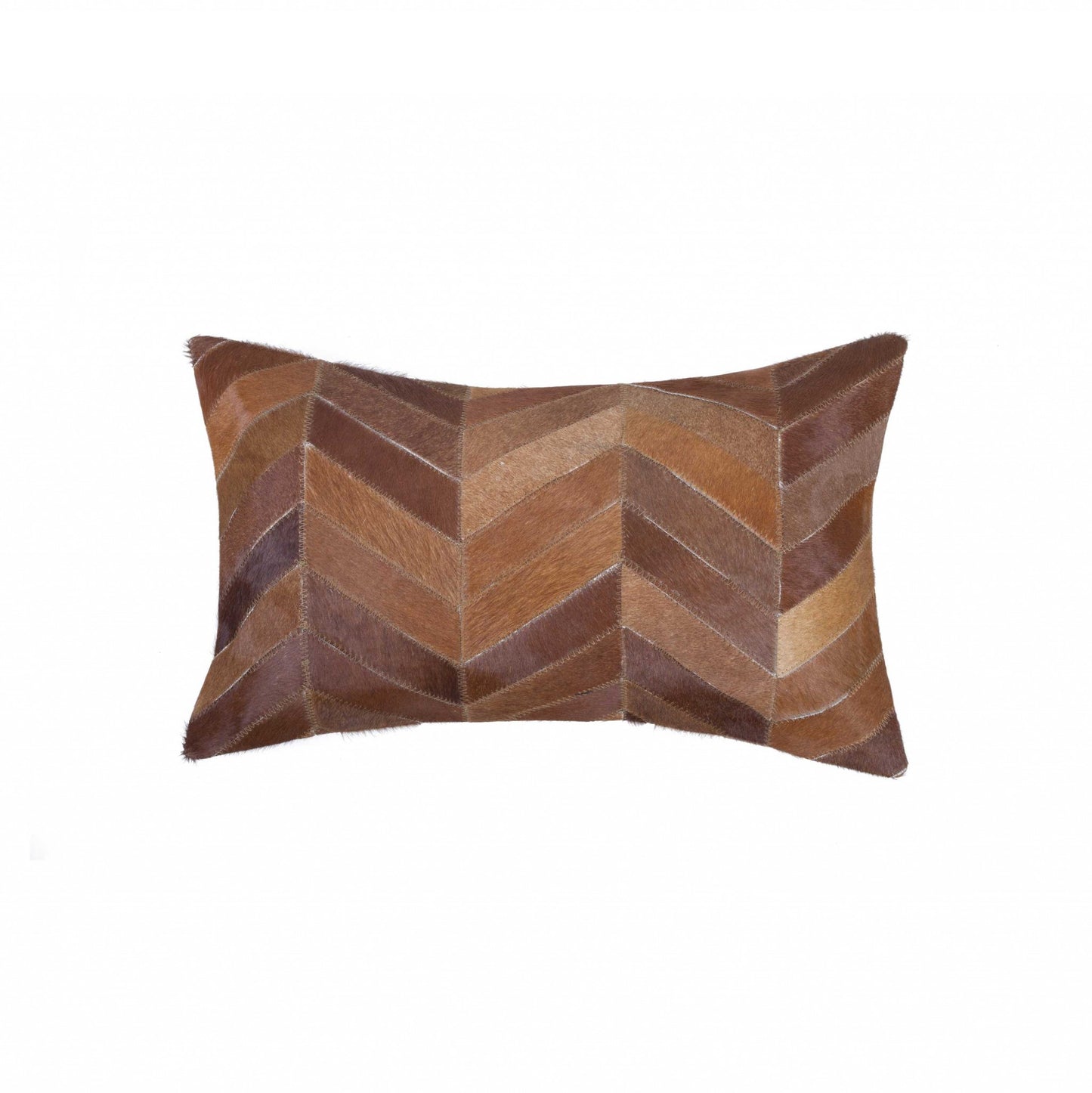 12 X 20 Gray Chevron Cowhide Throw Pillow