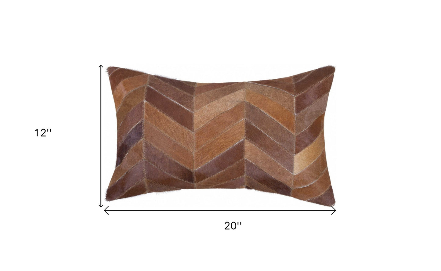 12 X 20 Gray Chevron Cowhide Throw Pillow