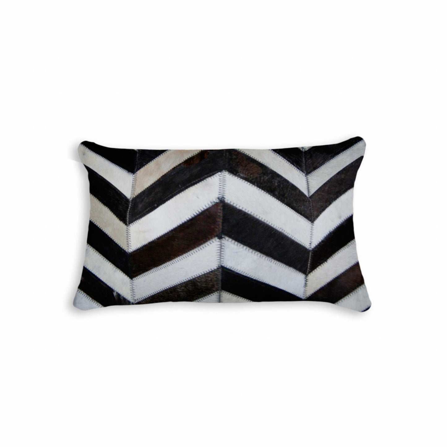 12 X 20 Gray Chevron Cowhide Throw Pillow