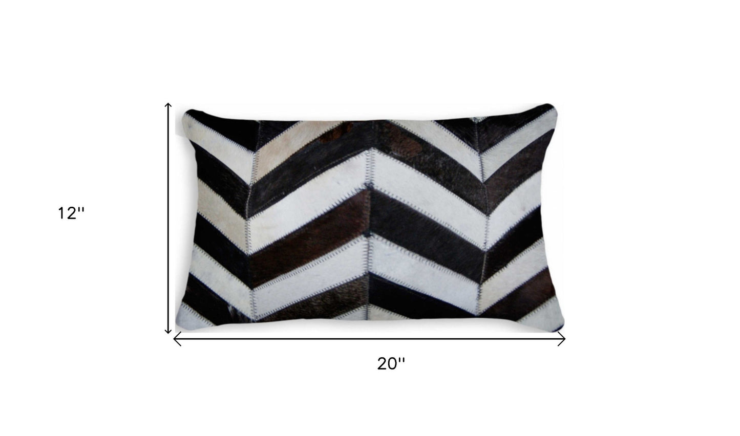 12 X 20 Gray Chevron Cowhide Throw Pillow