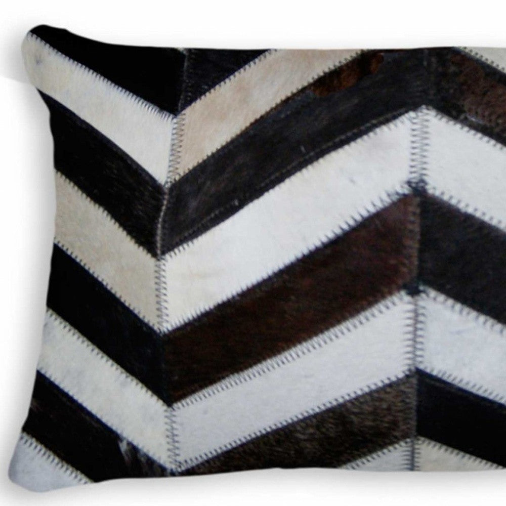 12 X 20 Gray Chevron Cowhide Throw Pillow