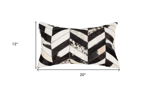 12 X 20 Gray Chevron Cowhide Throw Pillow