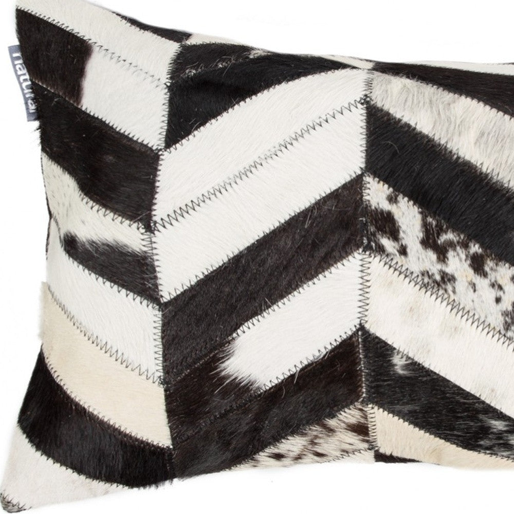 12 X 20 Gray Chevron Cowhide Throw Pillow