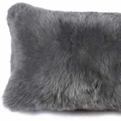 12" X 20" X 5" Gray Sheepskin  Pillow