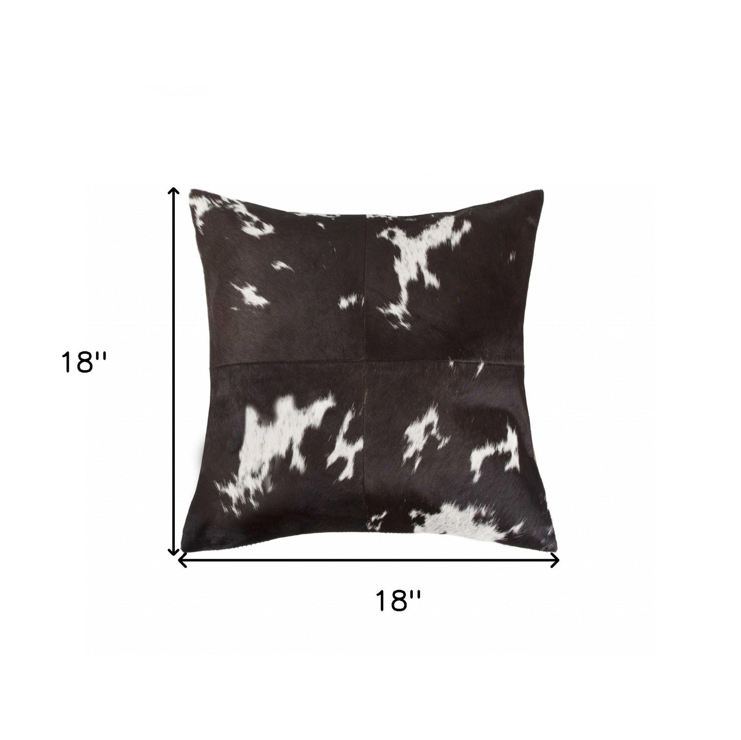 18" Brown and White Cowhide Cowhide Throw Pillow