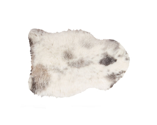 2' x 3' Ivory Black and Gray Spotted Shag Sheepskin Area Rug