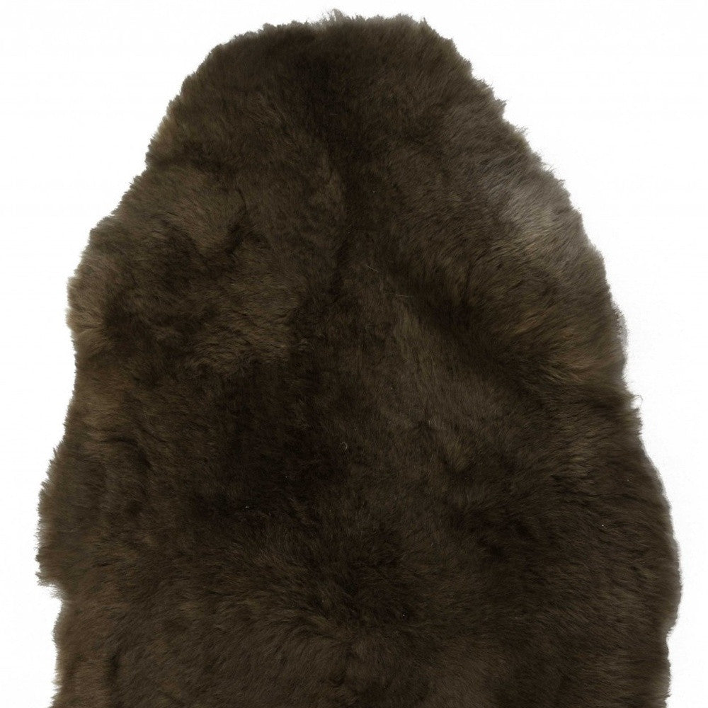 2' X 3' Brown Natural Sheepskin Single Short Haired Area Rug