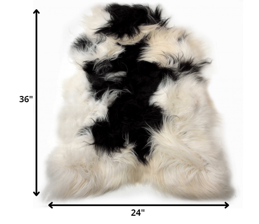 2' x 3' Black and White Spotted Sheepskin Handmade Area Rug