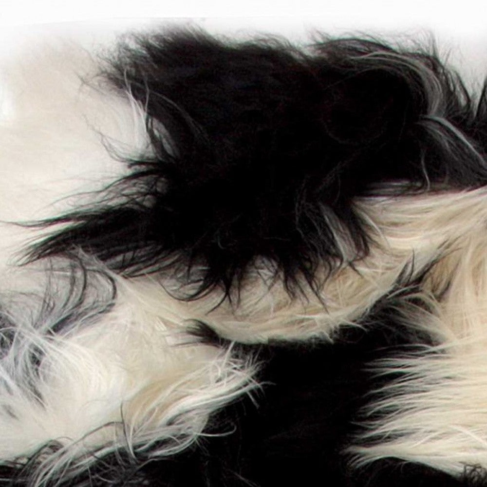 2' x 3' Black and White Spotted Sheepskin Handmade Area Rug