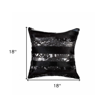 18" X 18" X 5" Black And Silver  Pillow