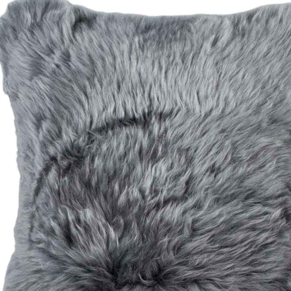 Set of Two 18" Gray Cowhide Throw Pillows