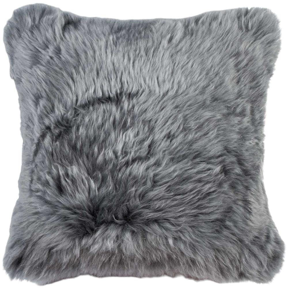 Set of Two 18" Gray Cowhide Throw Pillows