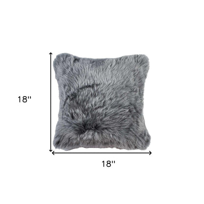 Set of Two 18" Gray Cowhide Throw Pillows