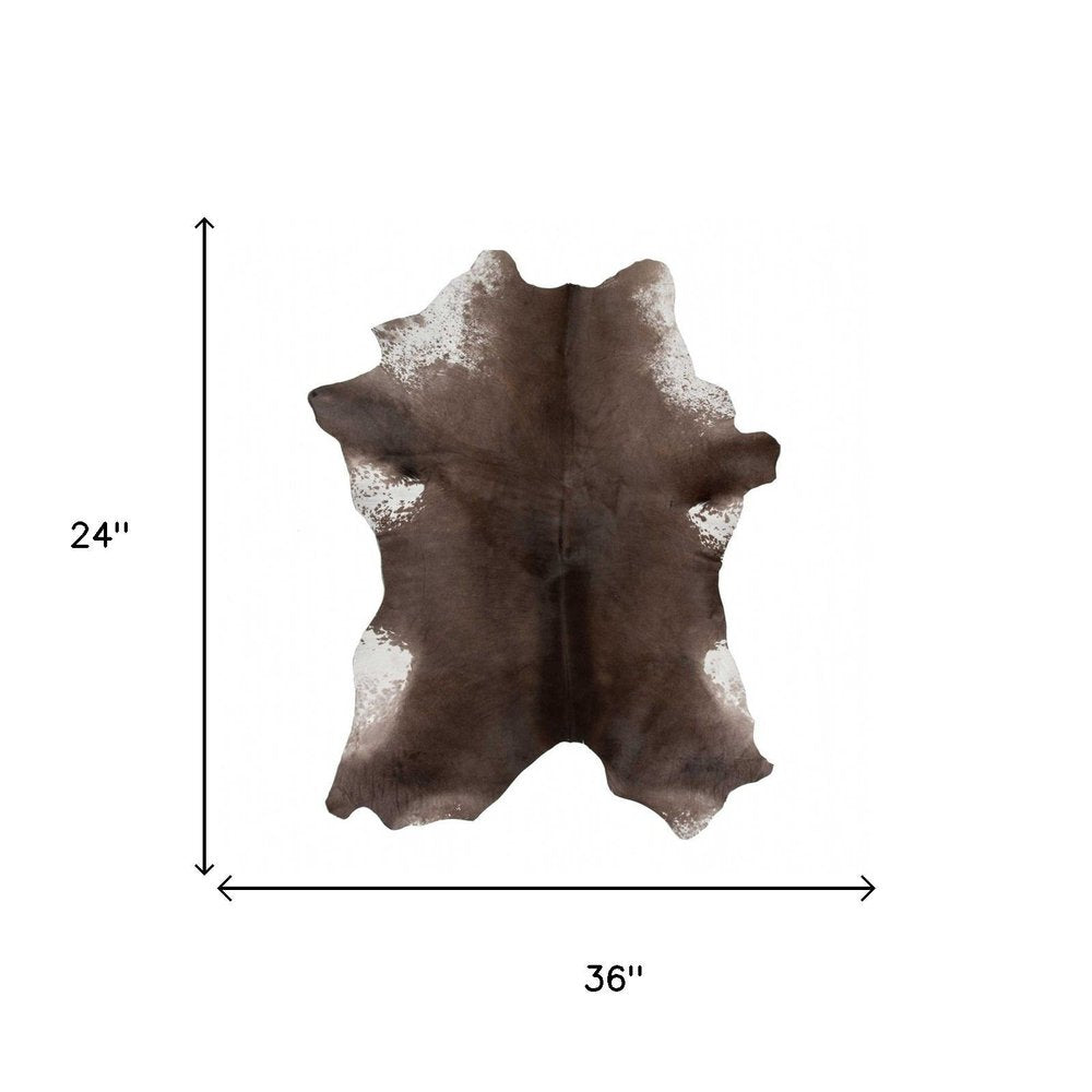 2' X 3' Taupe And White Calfskin - Area Rug