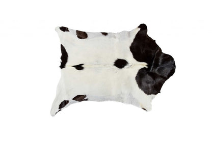 2' X 3' Black And White Cowhide Cowhide Print Hand Woven Area Rug