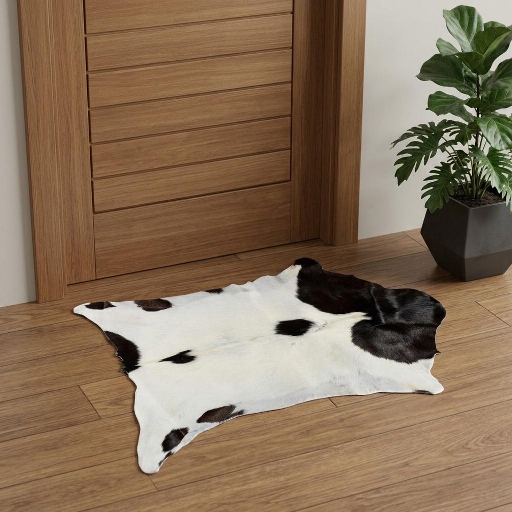 2' X 3' Taupe And White Calfskin - Area Rug