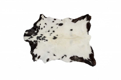 2' X 3' Black And White Cowhide Cowhide Print Hand Woven Area Rug
