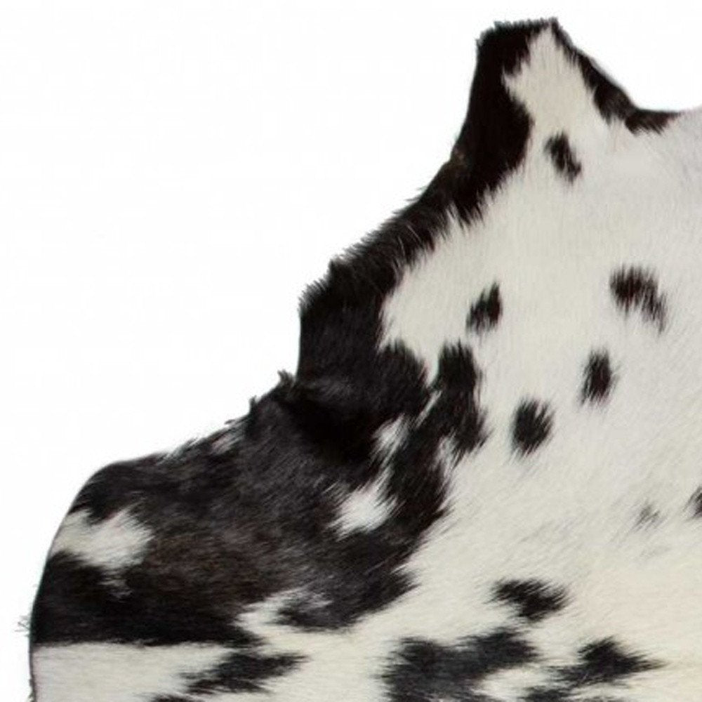 2' X 3' Black And White Cowhide Cowhide Print Hand Woven Area Rug